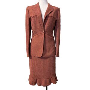 Kasper Casablanca Skirt & Blazer Suit 10 Burnt Orange Spice Boucle NEW $290